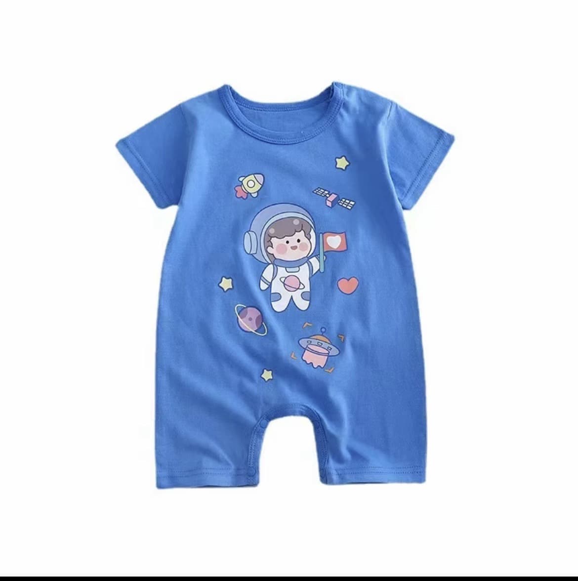  ชุดบอดี้สูทสำหรับเด็กแรกเกิดลายอวกาศฟ้า/ไดโนเสาร์ฟ้า Size 80cm Cotton100% (รับ6,850 แต้ม)