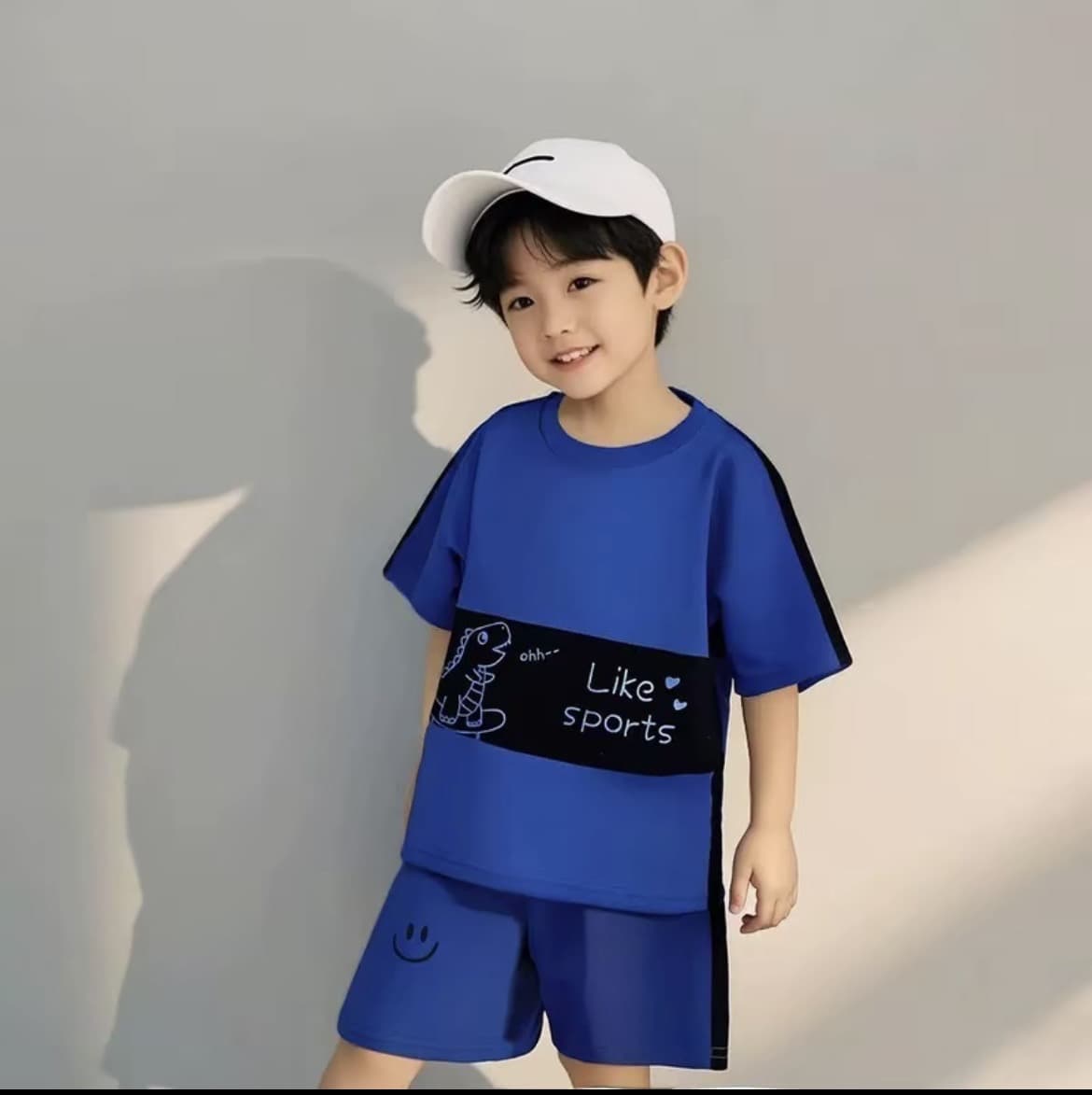 ชุดเสื้อเด็ก แฟชั้นเด็ก เซ็ท 2ชิ้นสีน้ำเงิน/สีน้ำตาล/สีครีมลายเขียว ใส่เที่ยวสวยมาก Size130cm(รับ9,000แต้ม)