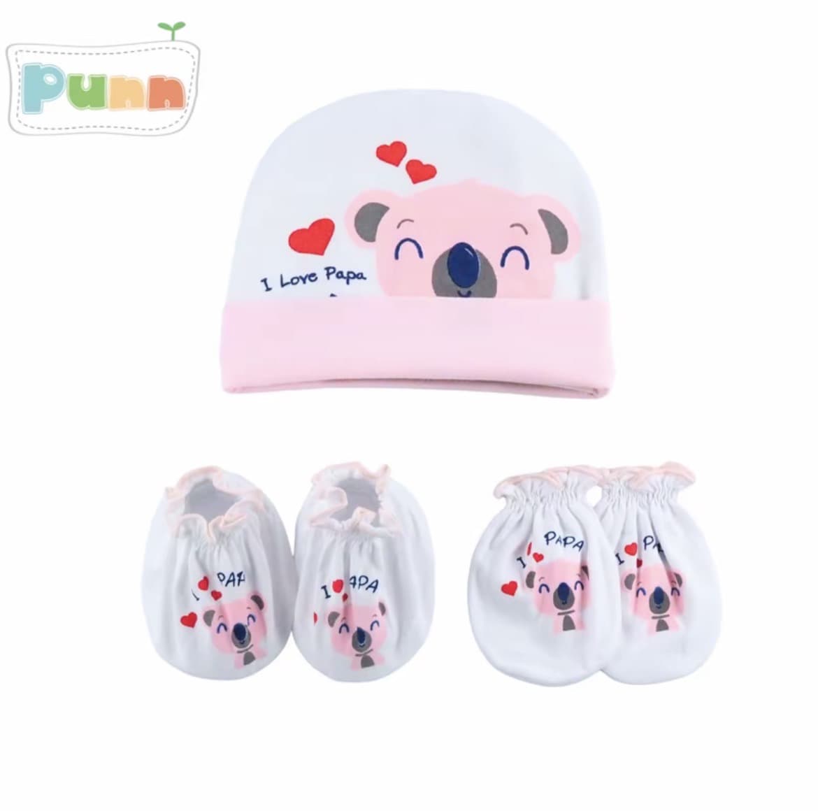 ชุดเซ็ต 3 ชิ้น หมวก ถุงมือ ถุงเท้า ลาย โคอล่า ชมพู(รับ6,200 แต้ม)
