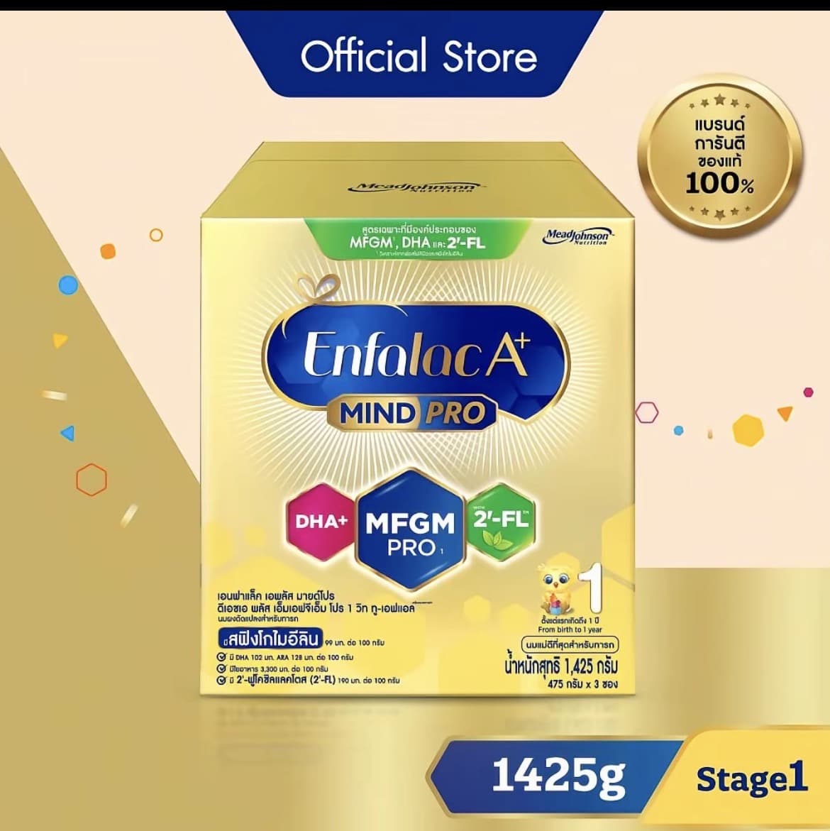 นมผง เอนฟาแล็ค เอพลัส มายด์โปร สูตร1 (1425 กรัม) Enfalac A+ MindPro Stage1 (1425 g)(รับ82,200แต้ม)