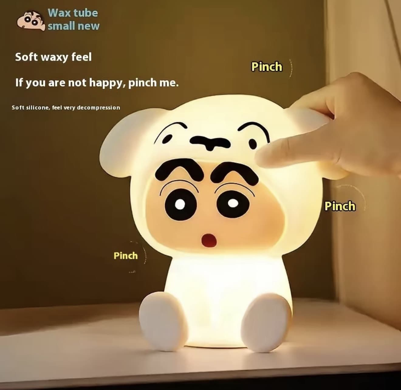 ไฟกลางคืนชิลิโคน, การออกแบบ Crayon Shinchan, อุปกรณ์ต่อพ่วงอะนิเมะน่ารัก, ปรับได้สอง ความเร็ว, โคมไฟแพท, เหมาะสำหรับเดสก์ท็อป, ห้อง นอน, หัวเตียง, ไฟกลางคืน (รับ 8,700 แต้ม)