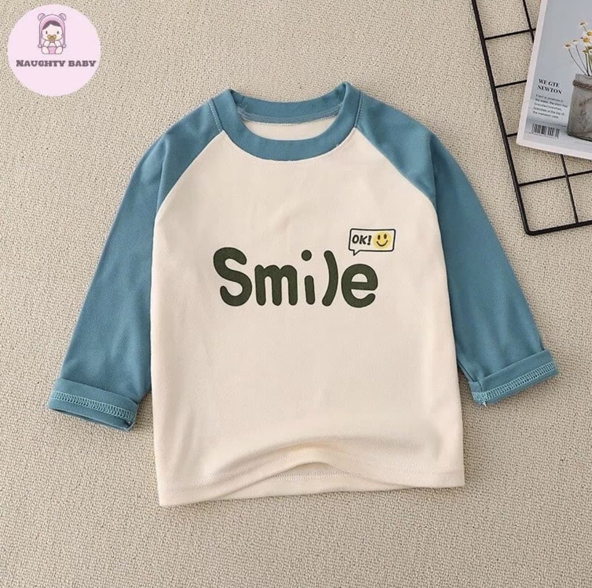 เสื้อแขนยาวกันหนาวเด็กลายการ์ตูน SMILE ไซส์80น่ารัก ผ้าฝ้าย100%(รับ8,700 แต้ม)