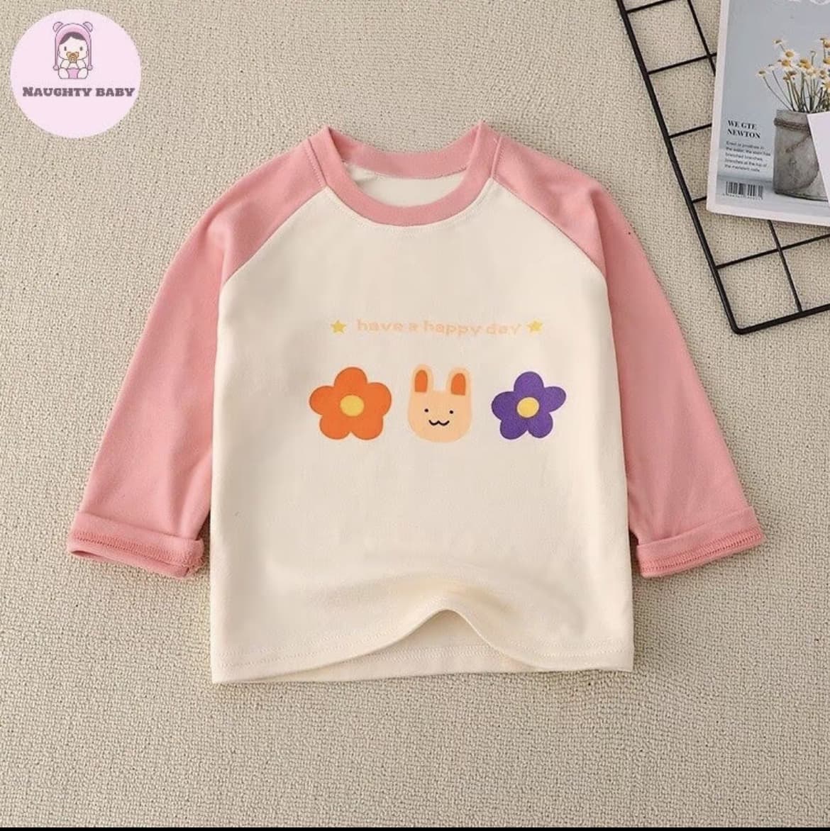 เสื้อแขนยาวกันหนาวเด็กลายการ์ตูนดอกไม้ ไซส์90 น่ารัก ผ้าฝ้าย100%(รับ8,700แต้ม)