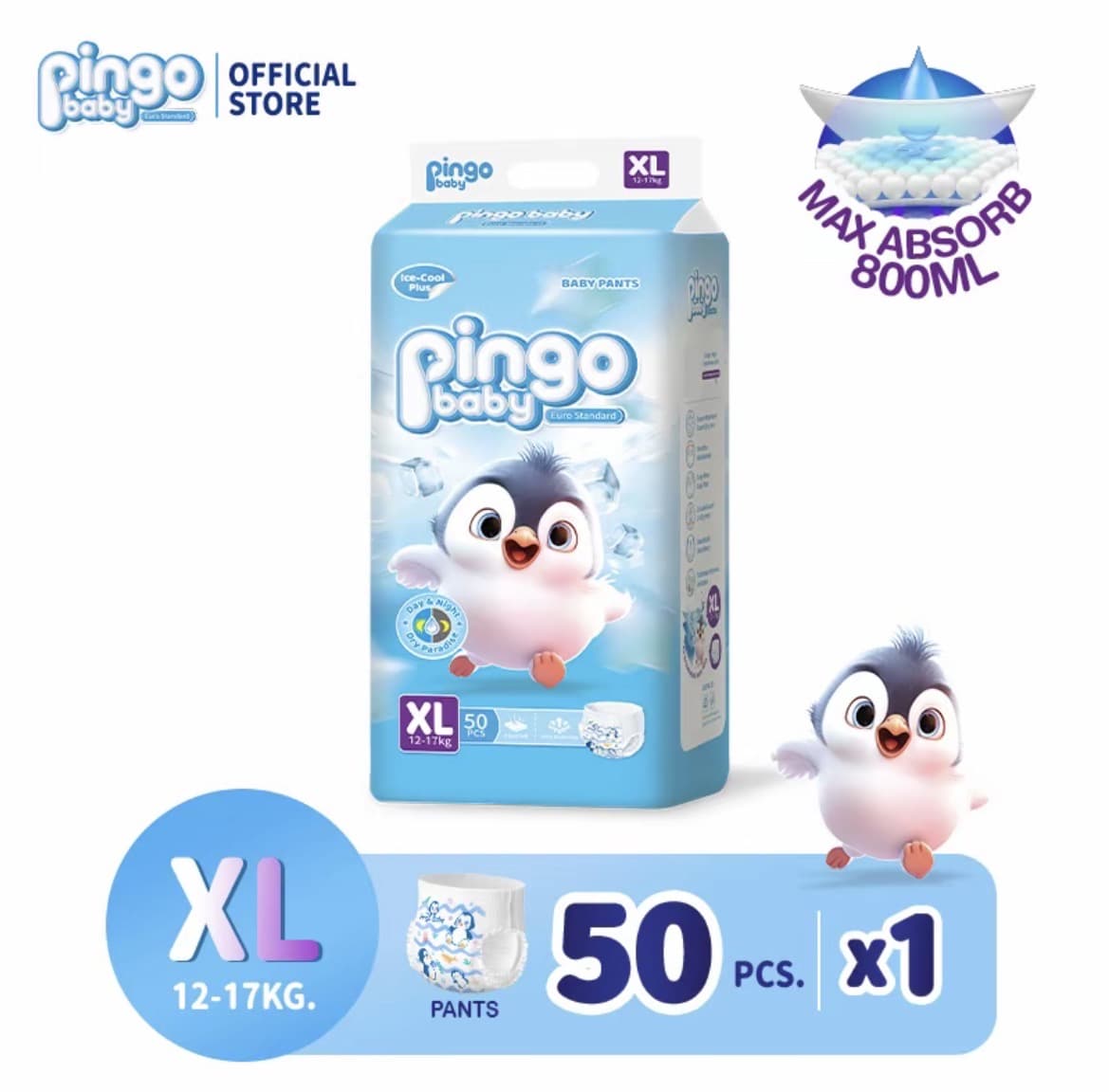 แพมเพิส 1 แถม 1 Pingo Baby ผ้าอ้อมเด็กสำเร็จรูปแพมเพิสเด็กกางเกงไซส์XL50ชิ้น+ฟรี50ชิ้นผ้าอ้อมแบบกางเกง ผ้าอ้อมแบบเทปผ้าอ้อมเด็ก เด็กหญิง เด็กผู้ชาย(รับ18,200แต้ม)
