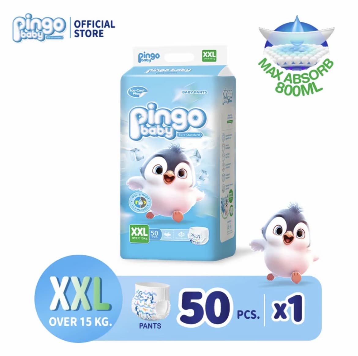 แพมเพิส 1 แถม 1 Pingo Baby ผ้าอ้อมเด็กสำเร็จรูป แพมเพิสเด็กกางเกงไซส์2XL50ชิ้น+50ชิ้นผ้าอ้อมแบบกางเกง ผ้าอ้อมแบบเทปผ้าอ้อมเด็ก เด็กหญิง เด็กผู้ชาย(รับ18,700แต้ม)