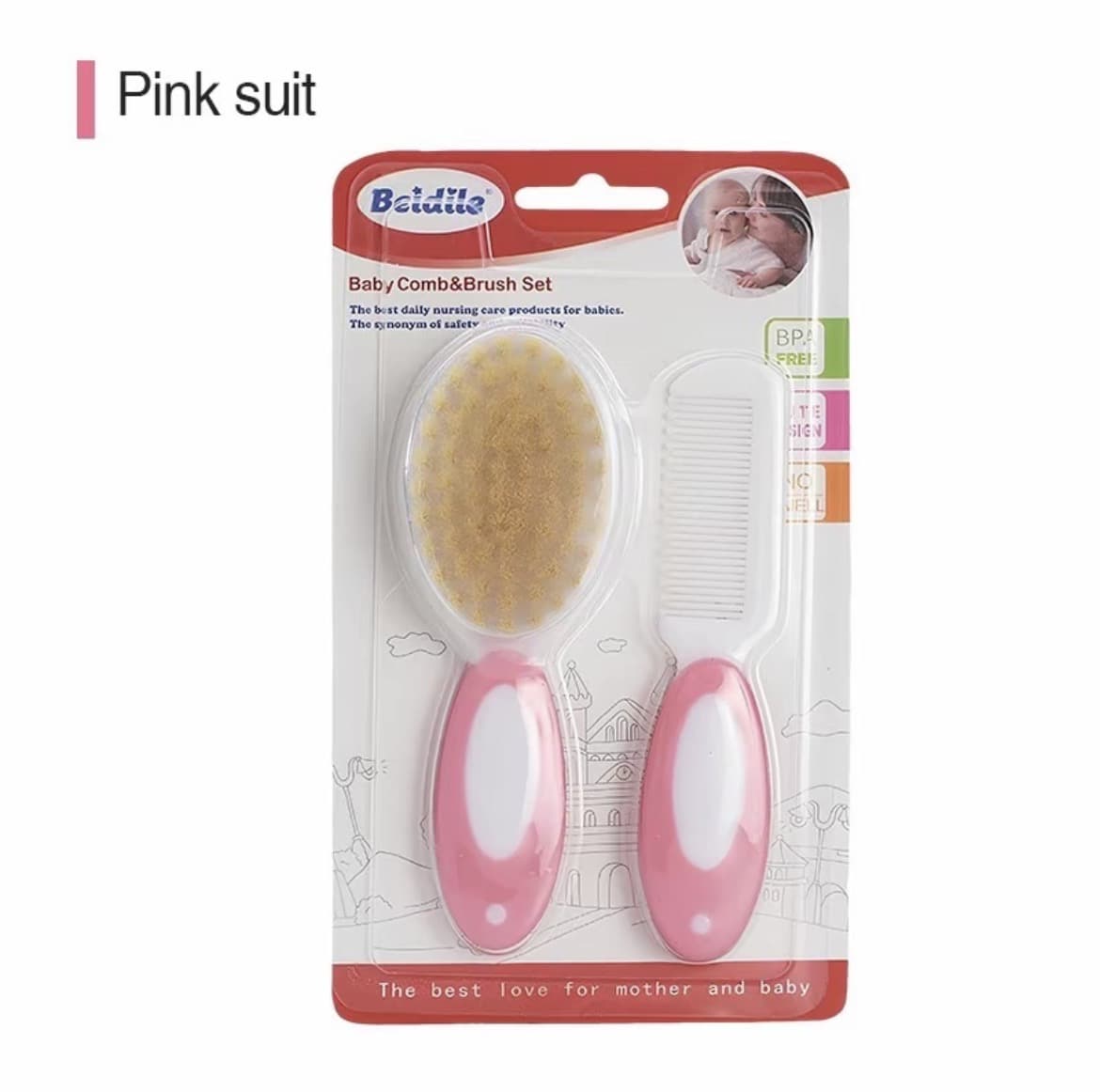  หวีเด็กทารก สีชมพู แปรงสระผมสำหรับเด็ก หวีผม เด็ก หวีเด็ก ชุดหวีแปรงสำหรับเด็ก ขนนิ่ม หวีที่เหมาะสำหรับทารก(รับ7,200แต้ม)