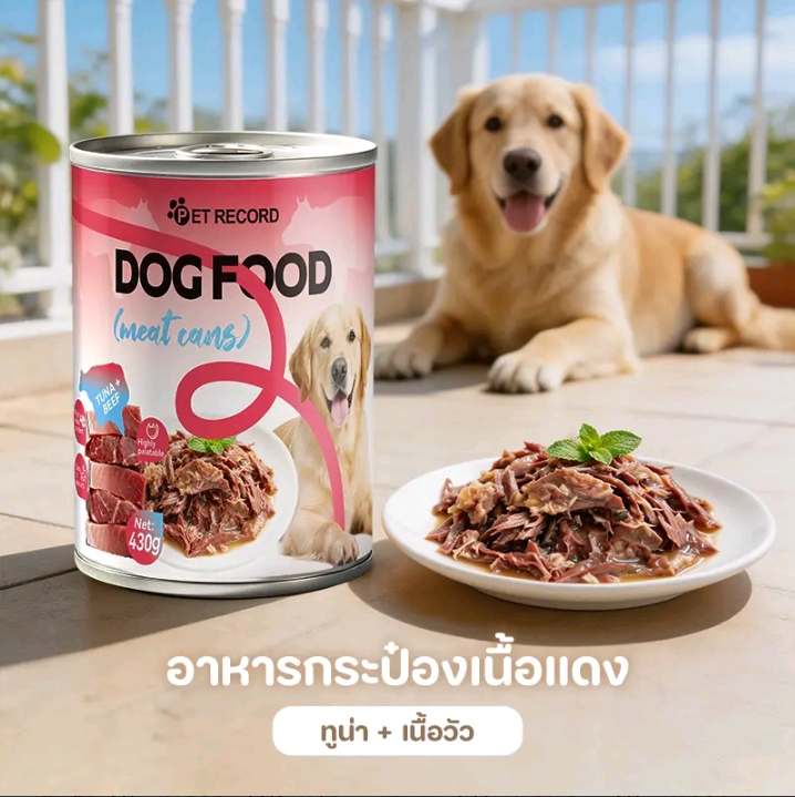 อาหารกระป๋องสุนัขอาหารหมากระป๋อง อาหารอินทรีย์ธรรมชาติอาหารสุนัขเพื่อสุขภาพสำหรับสุนัขทุกวัย ทูน่า+เนื้อวัว430กรัม(รับ23000แต้ม)