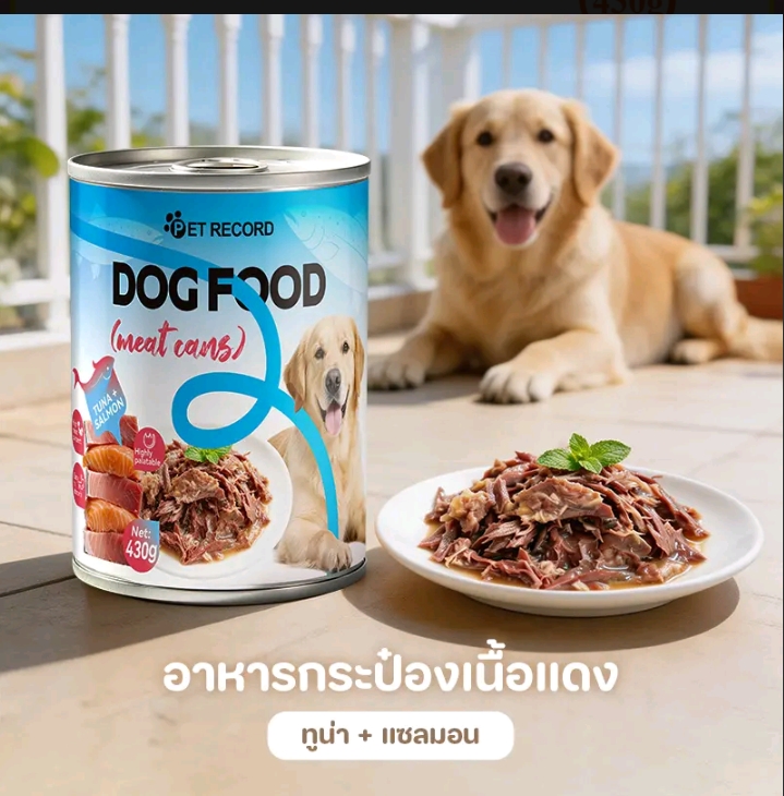 อาหารกระป๋องสุนัขอาหารหมากระป๋อง อาหารอินทรีย์ธรรมชาติอาหารสุนัขเพื่อสุขภาพสำหรับสุนัขทุกวัย ทูน่า+แซลมอน 430กรัม(รับ23000แต้ม)