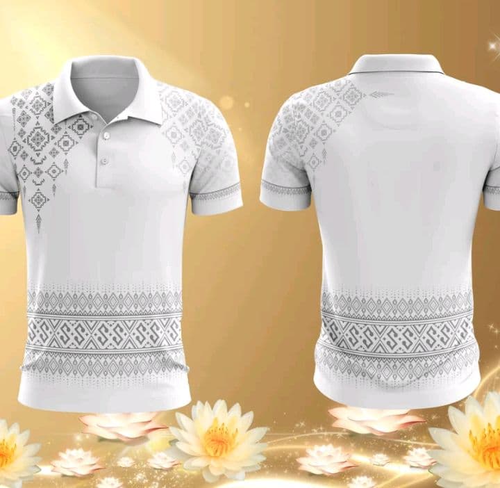 สีดำ Vibutiquebkk เสื้อโปโลลายไทย สยามวิจิตร ผ้าเม็ดข้าวโพด ใส่ราชการ pool (รับ12,700แต้ม)