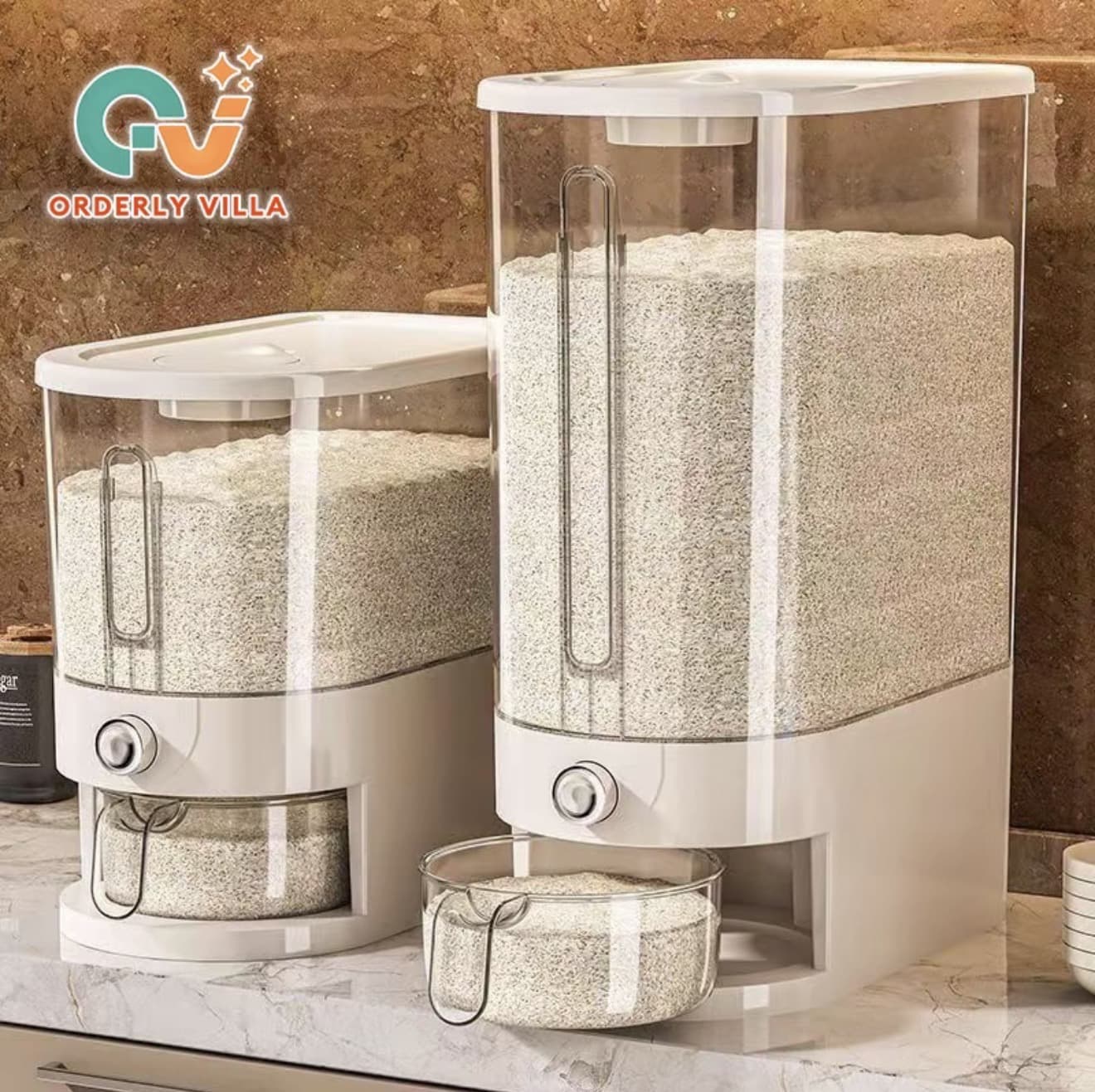 OV ถังเก็บข้าวสาร 5/10KG กล่องใส่ข้าวสารแบบกด ถังข้าวสารโปร่งใส ซีลกันชื้น ป้องกันแมลง ป้องกันมอด อาหารแห้ง อาหารสัตว์เลี้ยง แบบกดุใช้ง่าย ฝาปิดสะดวก จัดครัวเป็นระเบียบ (รับ 16,450 แต้ม)