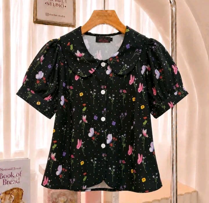 สีดำ ไซส์1 TWO-Ya New เสื้อคอบัว แขนตุ๊กตา ผ้าตุ๊กตา ผ้าคอตตอนพิมพ์ ลายดอกไม้ M01 (อ่านรายละเอียดก่อนสั่งซื้อ) (รับ12,200แต้ม)