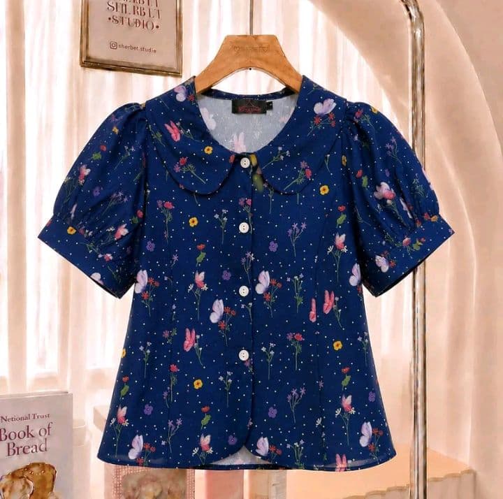 สีกรม ไซส์1 TWO-Ya New เสื้อคอบัว แขนตุ๊กตา ผ้าตุ๊กตา ผ้าคอตตอนพิมพ์ ลายดอกไม้ M01 (อ่านรายละเอียดก่อนสั่งซื้อ) (รับ12,200แต้ม)