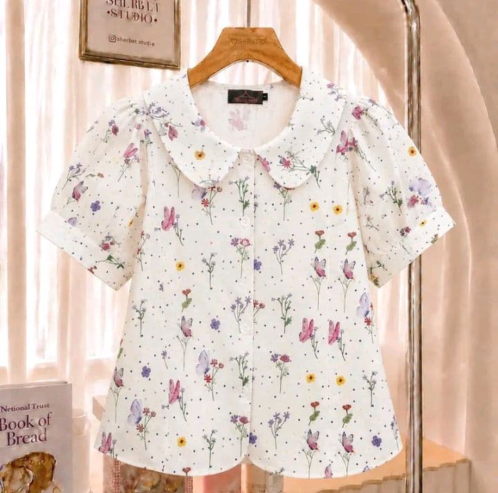 สีขาว ไซส์3 TWO-Ya New เสื้อคอบัว แขนตุ๊กตา ผ้าตุ๊กตา ผ้าคอตตอนพิมพ์ ลายดอกไม้ M01 (อ่านรายละเอียดก่อนสั่งซื้อ) (รับ13,200แต้ม)