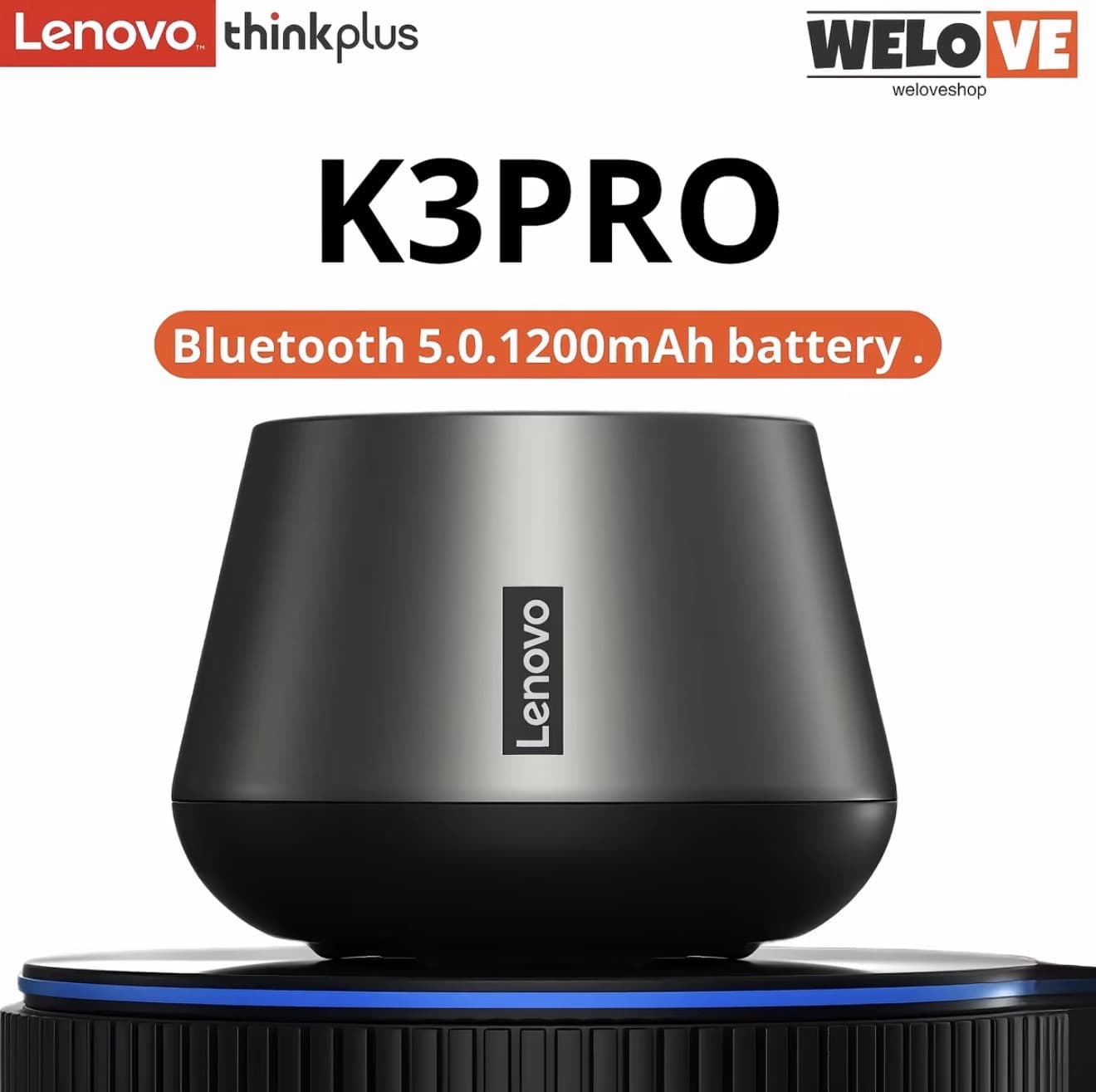 Lenovo K3 Pro ลำโพงบลูทูธไร้สาย HiFi แบบพกพา 1200mAh สแตนด์บายนาน ลำโพงกลางแจ้ง กล่องเบสเซอร์ราวด์ Bluetooth 5.0 ระยะส่ง ข้อมูล 2-10M (รับ 13,700 แต้ม)