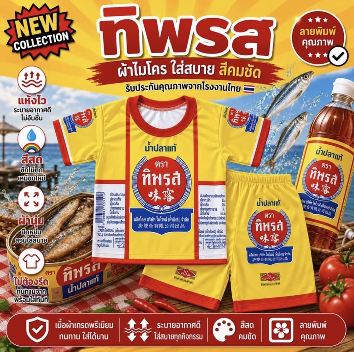  ชุดเด็กลายเครื่องปรุง น้ำปลาทิพรส ไซส์ S น้ำหนักไม่เกิน 12กก.(รับ7,200แต้ม)