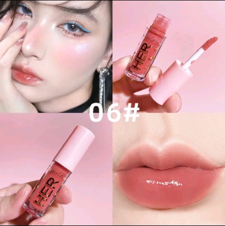 ลิปกลอสเนื้อกระจก ให้ความชุ่มชื้น กัน น้ำ และไม่ติดถ้วย Mirror Lip Glaze ลิปสติกลิปกลอสเนื้อเจลลี่ มอยซ์เจอไรเซอร์ ลิปเกลซ เบอร์#06(รีบ6200แต้ม)0