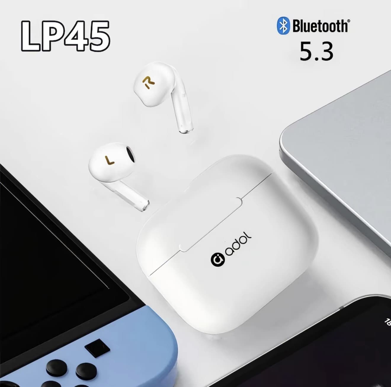 ADOL LP45 หูฟังไร้สาย True Wireless เสียงสเตอริโอ HIFI หูฟังบลูทูธ 5.3 พร้อมไมโครโฟนสำหรับ Android IOS (รับ 7,700 แต้ม)