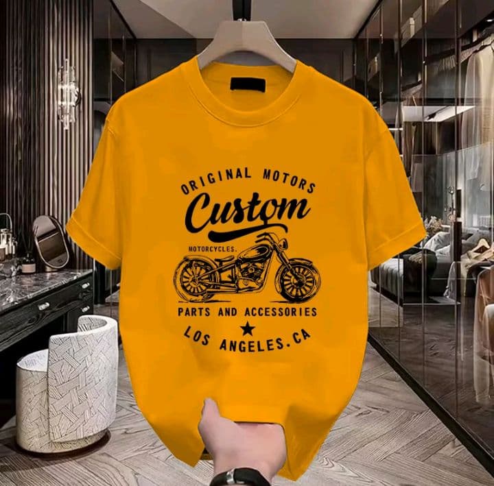 สีส้ม เสื้อทีเชิดแขนสั้น มีลายพิมพ์ตัวอักษร สำหรับชายและหญิง รุ่นในฤดูร้อน (รับ11,200แต้ม)