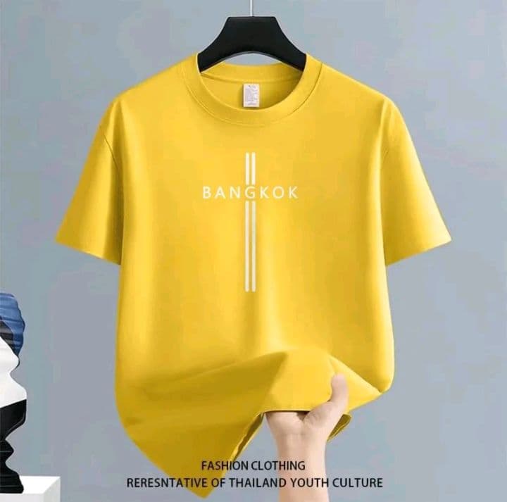 สีเหลือง เสื้อยืดทูโทน [COD] เสื้อยืด คอกลม T-shirt เนื้อผ้านุ่มระบายอากาศดี (รับ26,200แต้ม)
