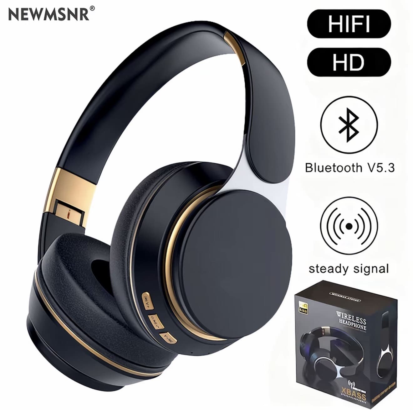 [อัปเกรด] Newmsnr หูฟังแบบครอบหู บลูทูธ 5.3 หูฟังไร้สายระบบตัดเสียงรบกวนอัจฉริยะ ไมค์โครโฟนในตัว พับเก็บง่าย (รับ 42,200 แต้ม)
