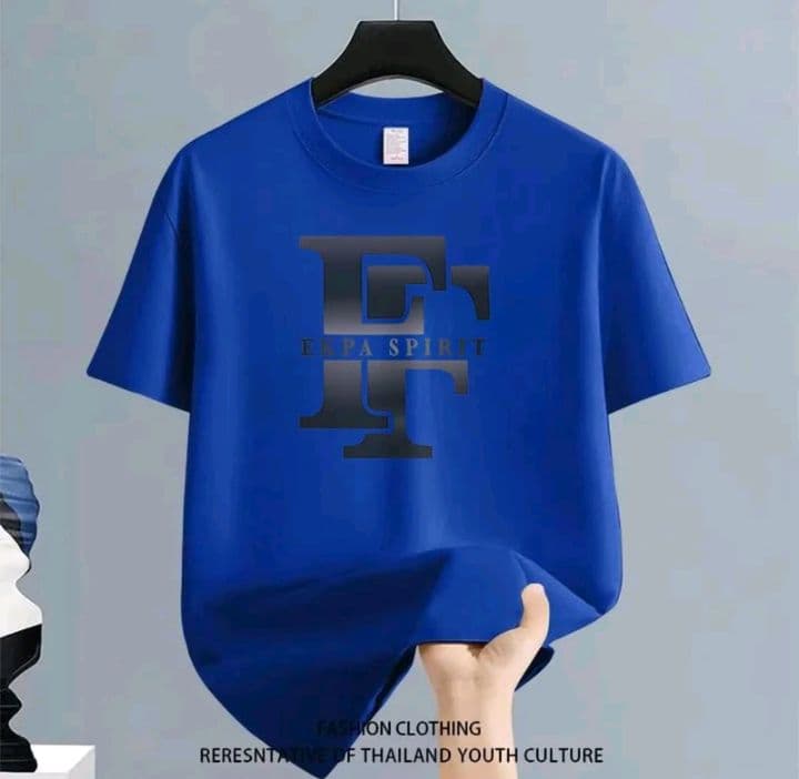สีน้ำเงิน เสื้อยืดคอกลม เนื้อผ้านุ่ม ระบายอากาศดี oversize ไม่ละคายเคือง (รับ26,200แต้ม)