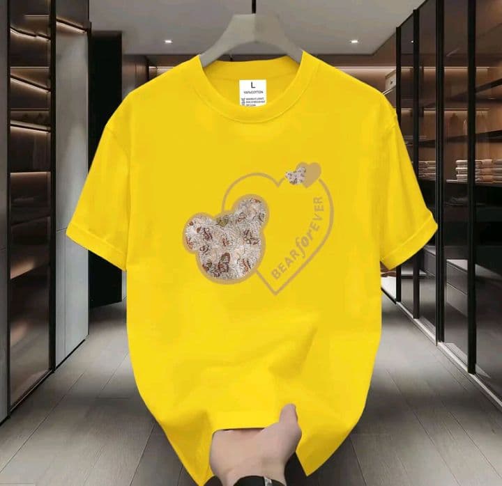 สีเหลือง เสื้อยืดมาใหม่ ผ้าCOTTON 100% สกรีนด้วยลายแฟชั่น ผ้านุ่มละมุนสุดๆ (รับ11,200แต้ม)