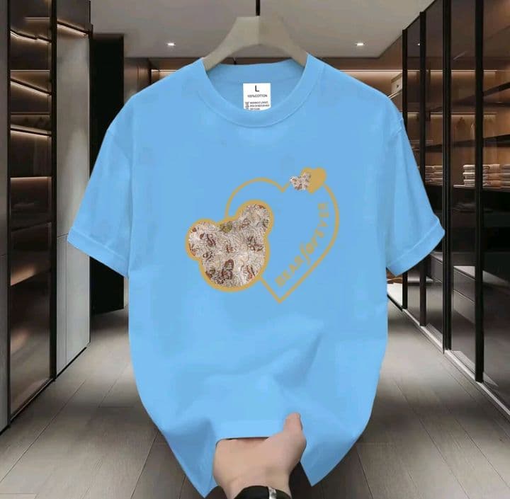 สีฟ้า เสื้อยืดมาใหม่ ผ้าCOTTON 100% สกรีนด้วยลายแฟชั่น ผ้านุ่มละมุนสุดๆ (รับ11,200แต้ม)