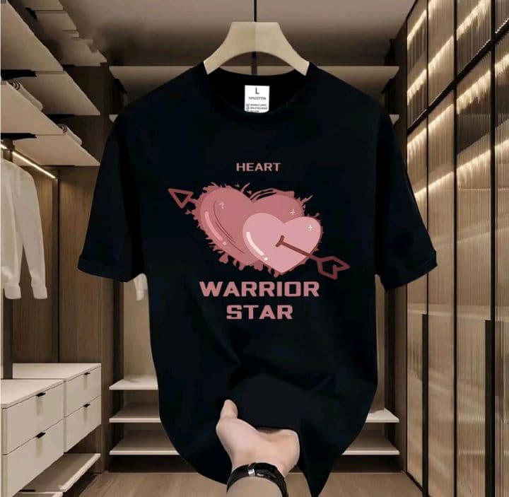 สีดำ (ลายหัวใจ) เสื้อยืดมาใหม่ ผ้าCOTTON 100%สกรีนด้วยแฟชั่น  (รับ11,200แต้ม)