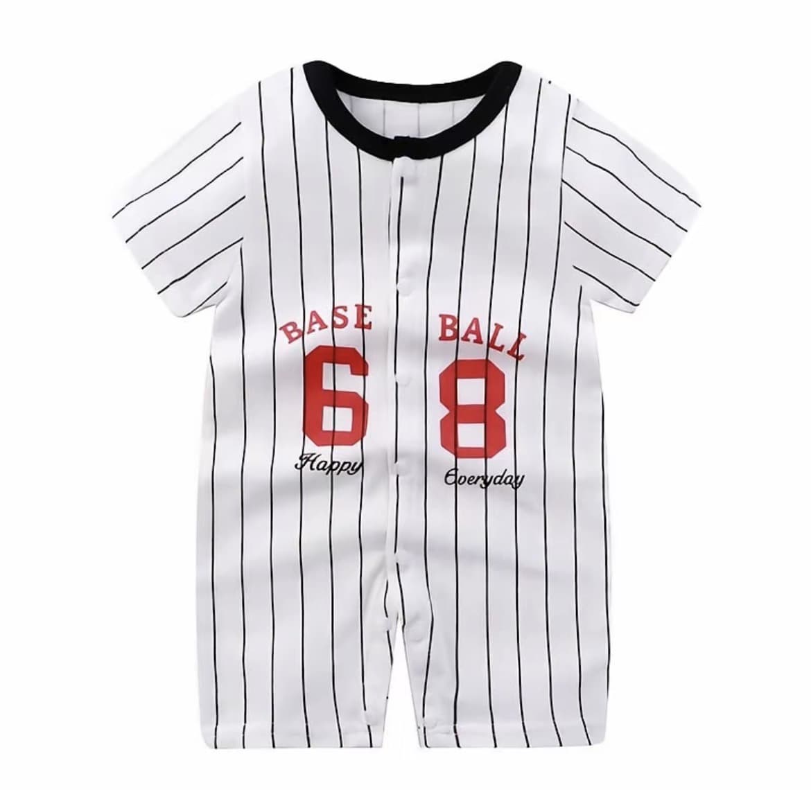 ชุดบอดี้สูทลายเส้นสีดำ68 size 59cmสำหรับ เด็กแรกเกิด แบบมีกระดุมที่ไหล่และเป้ากางเกง (รับ6,350แต้ม)