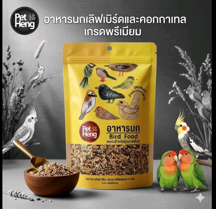 เพ็ทเฮง ธัญพืชหลากหลายมีกลิ่นหอม500กรัมอาหารนกแก้วขนาดเล็กและกลาง(รับ8000แต้ม)
