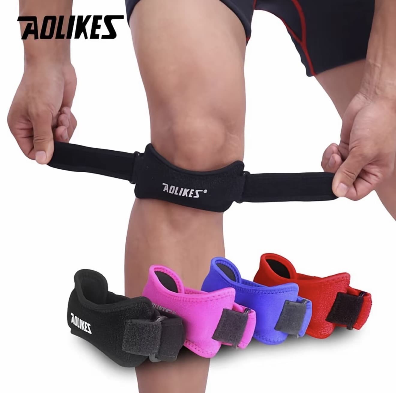 สนับเข่าแบบปรับได้ AOLIKES รั้งเข่า เหมาะสำหรับการเดินป่า ฟุตบอล บาสเก็ตบอล วิ่ง และเล่นกีฬา 1ชิ้น (รับ 9,700 แต้ม)