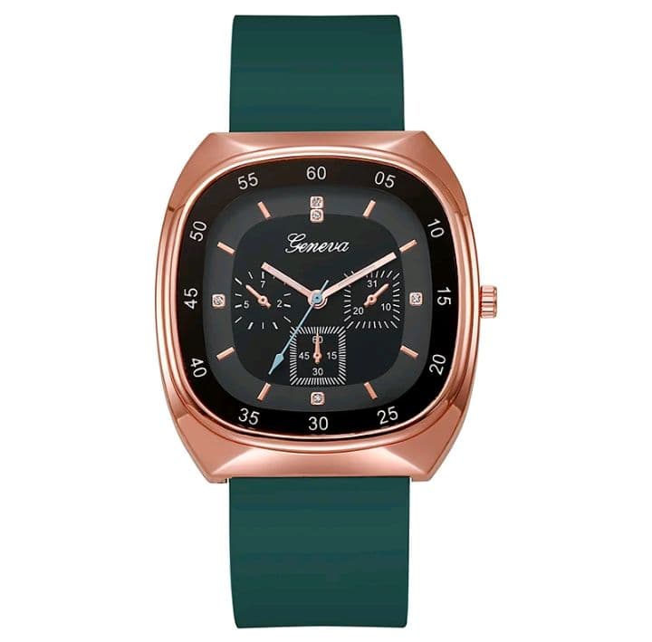 นาฬิกาPreppy สีเขียว ดีไซน์ซิลิโคนเหมาะสำหรับนักเรียนชายแหละหญิง หน้าผู้หญิง นาฬิกา ดูดี (รับ6,200แต้ม)