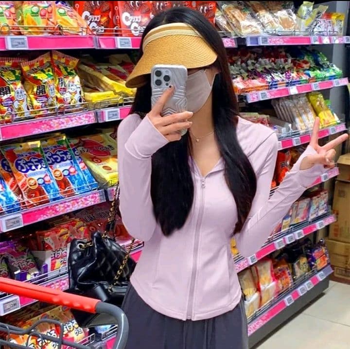 เสื้อกันUV สีม่วง เสื้อแจ็คเก็ตคาร์ดิแกน ผ้าเรยอน กันแดดสำหรับผู้หญิง (รับ7,200แต้ม)