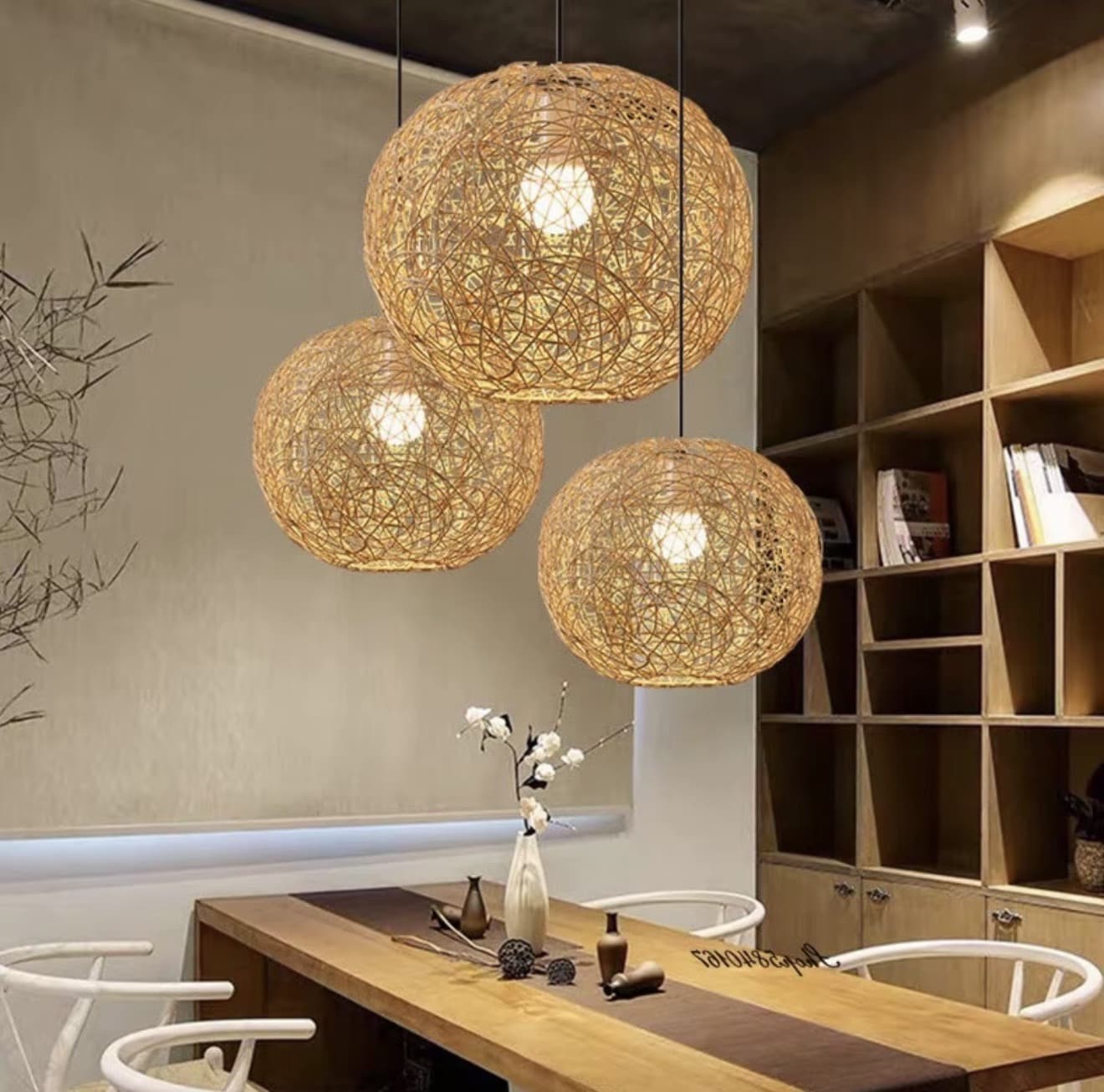 โมเดิร์น Led ไม้ไผ่สาน โคมไฟแขวน โคมไฟหวายเหมาะสำหรับห้องนั่งเล่น/ห้องนอน/ร้านน้ำชา/ร้านอาหาร (รับ 18,950 แต้ม)