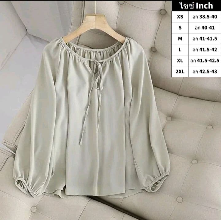 สีเขียว เสื้อเบลาส์ผูกหน้าลายพรางสีเขียวฤดูใบไม้ผลิ เสื้อเชิ้ตแขนพัฟโอเวอร์ไซส์ เสื้อเชิ้ตลำลองผู้หญิง (รับ16,700แต้ม)