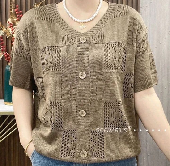 สีกาแฟ เสื้อสเวตเตอร์คอวี สำหรับผู้หญิง ดีไซน์กลวงเสื้อสเวตเตอร์คลุมน่อง ทรงหลวม เหมาะสำหรับฤดูใบไม้ผลิ สลิมมิ่ง เสื้อผ้าพ่อ ท็อป (รับ15,700แต้ม)