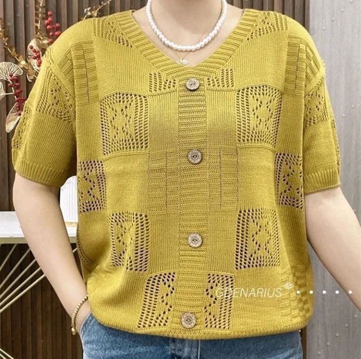 สีเหลือง เสื้อสเวตเตอร์คอวี สำหรับผู้หญิง ดีไซน์กลวงเสื้อสเวตเตอร์คลุมน่อง ทรงหลวม เหมาะสำหรับฤดูใบไม้ผลิ สลิมมิ่ง เสื้อผ้าพ่อ ท็อป (รับ15,700แต้ม)