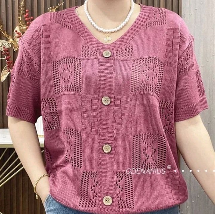 สีแดงกุหลาบ เสื้อสเวตเตอร์คอวี สำหรับผู้หญิง ดีไซน์กลวงเสื้อสเวตเตอร์คลุมน่อง ทรงหลวม เหมาะสำหรับฤดูใบไม้ผลิ สลิมมิ่ง เสื้อผ้าพ่อ ท็อป (รับ15,700แต้ม)