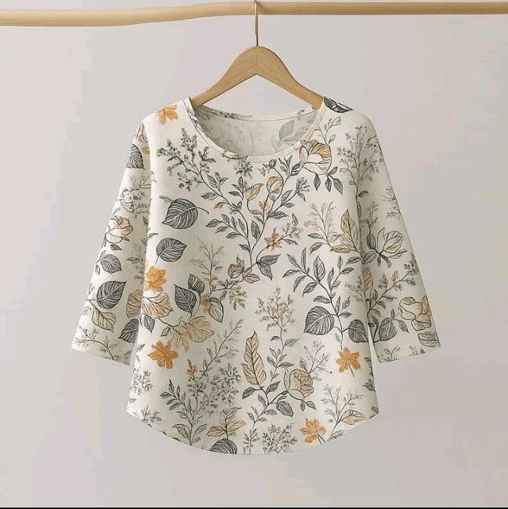 ลาย2-เสื้อสตรีพิมพ์ลายดอกไม้ สไตล์มุสลิม เสื้อหลวมลำลอง สไตล์ โบฮีเลียม ผ้าเจอร์ซีย์ใส่สบายเหมาะสำหรับใส่ทุกวัน (รับ15,700แต้ม)