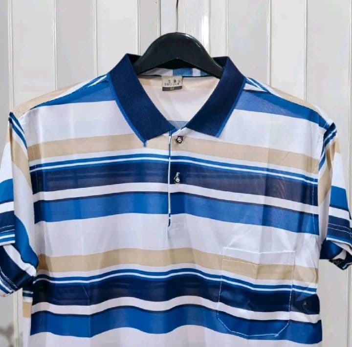สีฟ้า เสื้อโปโลคุณพ่อคุณตาเนื้อผ้าบางใส่สบายClothing สุภาพบุรุษManผู้ชายคอปกPolo Shirt (รับ11,200แต้ม)