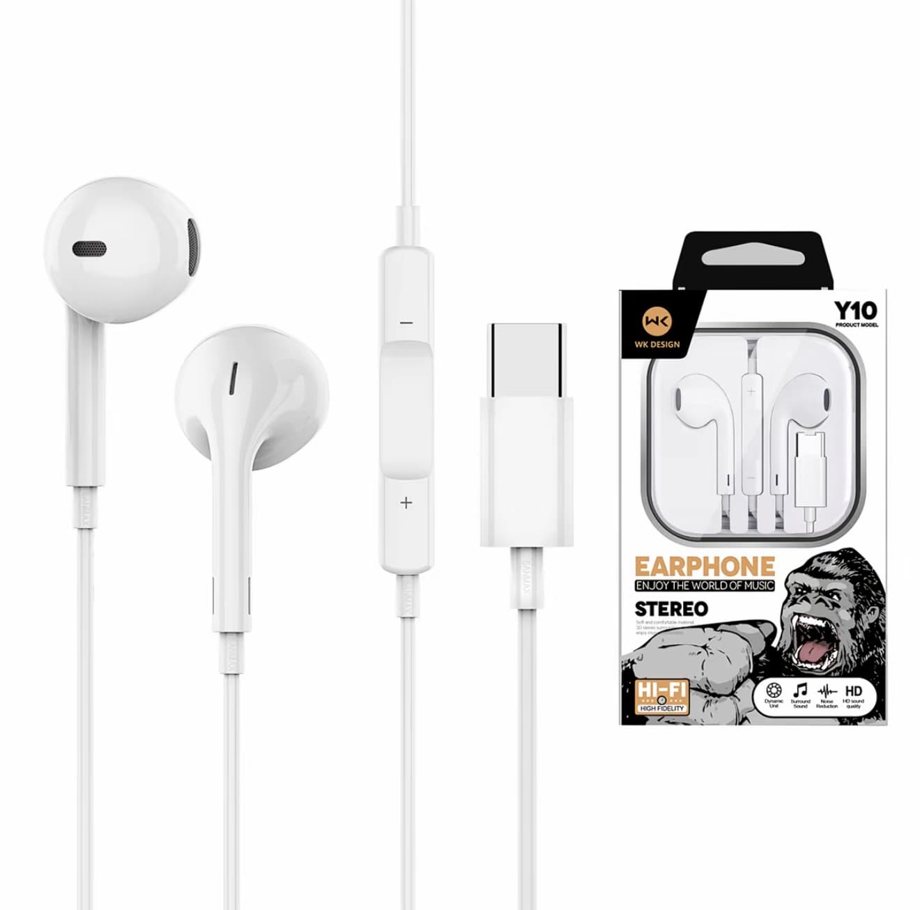 Wk design หูฟังY10 Y11 Y12 Built-in microphone โทรชัดเจน เสียงสเตอริโอ 3D 3.5mm typec phone สำหรับ ios Android AA รับประกัน 1ปี (รับ 6,200 แต้ม)