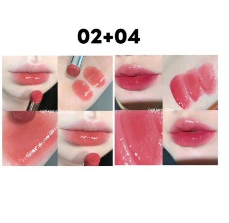 Hydrating กระจกแก้ว ลิปกลอสเนื้อ แข็ง ลิปสติกเจลลี่แสงน้ำ หมีน้อยน่ารัก ติดทนนาน(รับ11250แต้ม)