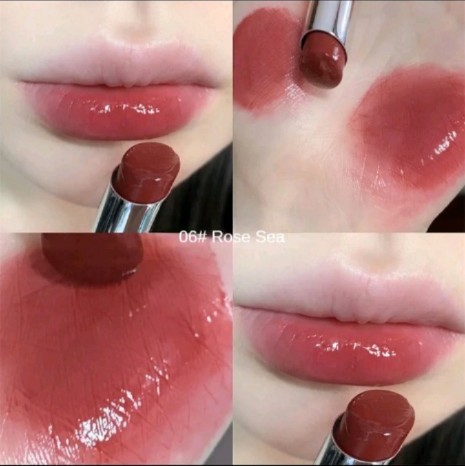 Hydrating กระจกแก้ว ลิปกลอสเนื้อ แข็ง ลิปสติกเจลลี่แสงน้ำ หมีน้อยน่ารัก ติดทนนาน (รับ11000แต้ม)
