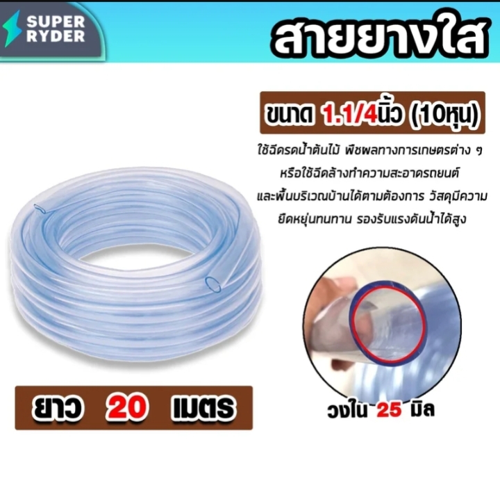 สายยางสีใส20 เมตรเกรด a สายยางรดน้ำต้นไม้หนาพิเศษเหนียวทนทาน สายยางล้างรถคุณภาพพรีเมี่ยมยืดสูงไม่พับง่ายต่อกอล์ฟน้ำส่งน้ำดีใช้งานได้นาน1/4นิ้ว20ม.(รับ9,750แต้ม)