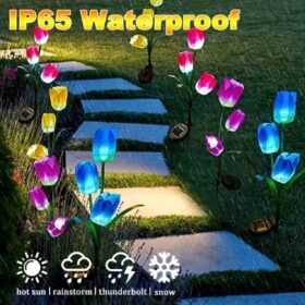 ไฟสวนรูปดอกทิวลิป LED โซล่าเซลล์ กันน้ำ ตกแต่งสวน / 1 pcs