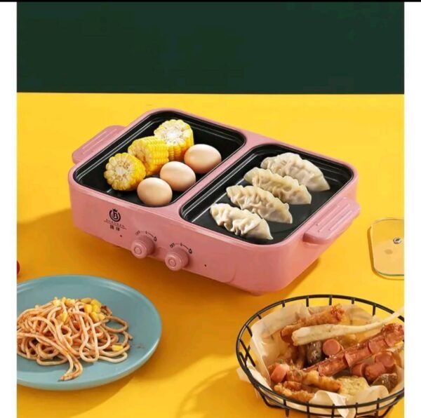 JINLONGSAN เตาย่างบาร์บีคิว เตาปิ้งย่างไฟฟ้า กระทะปิ้งย่าง ไฟฟ้า 2 ช่อง เตาปิ้งย่างหม้อสุกกี้ หม้อชาบู หม้อ A2655 - Image 9