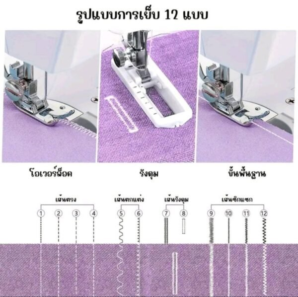 จักรเย็บผ้าไฟฟ้า มินิ 12ลายตะเข็บเย็บรังดุมได้รุ่น EL0006WH-T - Image 6