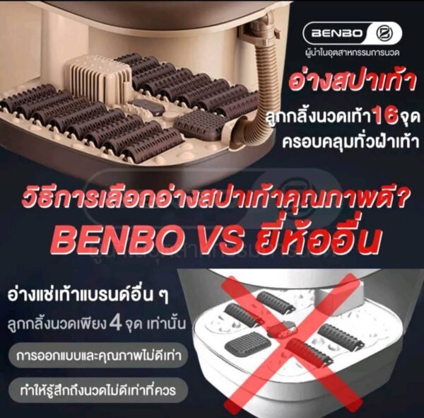 Benbo เครื่องสปาเท้า อ่างสปาเท้า อ่างแช่เท้า นวดฝ่าเท้า เครื่องนวดฝาเท้า ผลิตภัณฑ์ใหม่ยอดนิยมาตราฐานเลขที มอก. 60335 เล่ม 2(32)-2564 / รุ่นอัปเกรด - Image 4