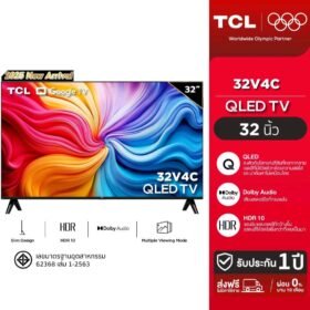 [รุ่นใหม่ 2025] TCL ทีวี 32 นิ้ว HD OLED Google TV รุ่น 32V4C ระบบปฏิบัติการ Google/Netflix&Youtube/Voice Search/HDR10/ Dolby Audio/Slim Design
